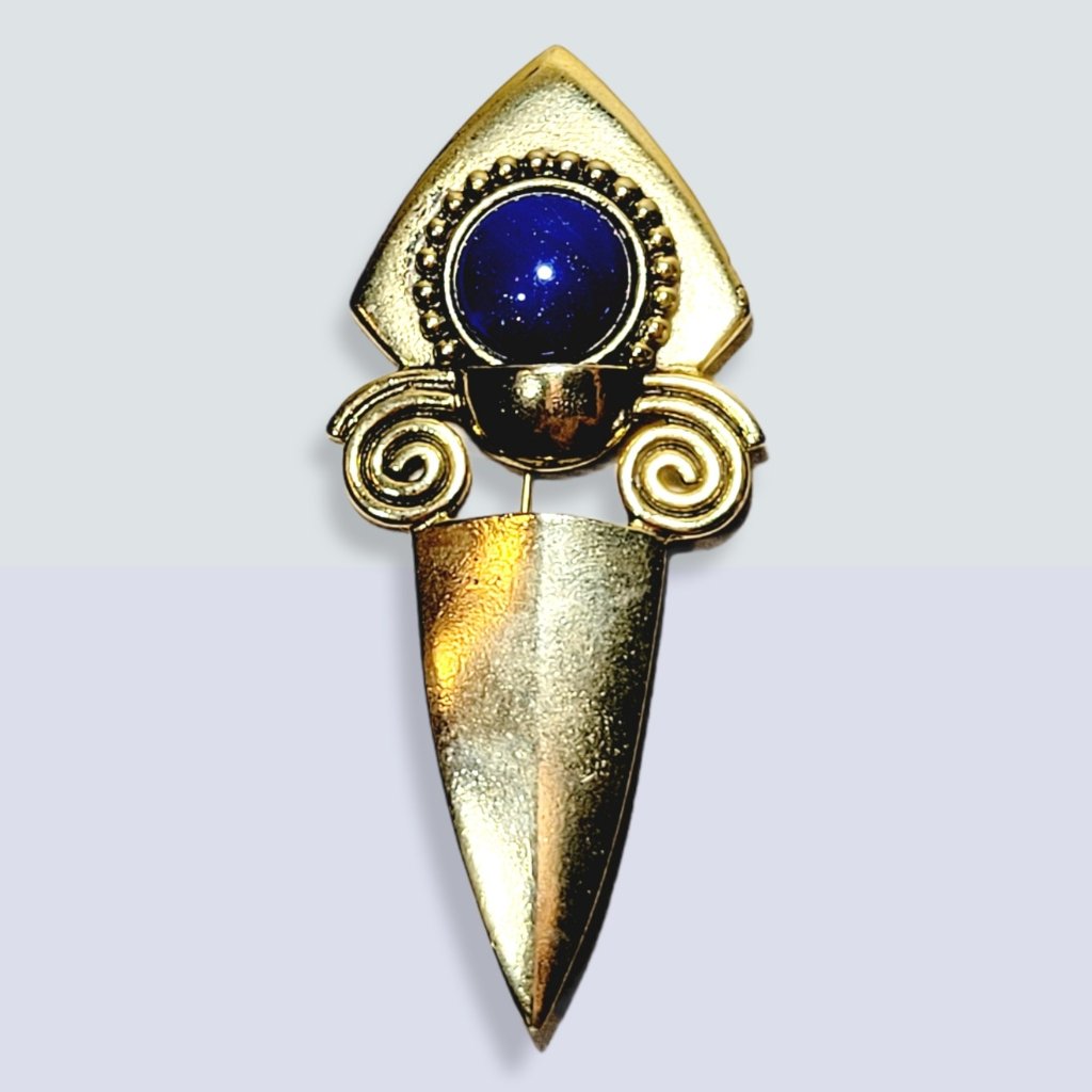 Vintage Dauplaise Blue Cabochon And Gold Tone Face